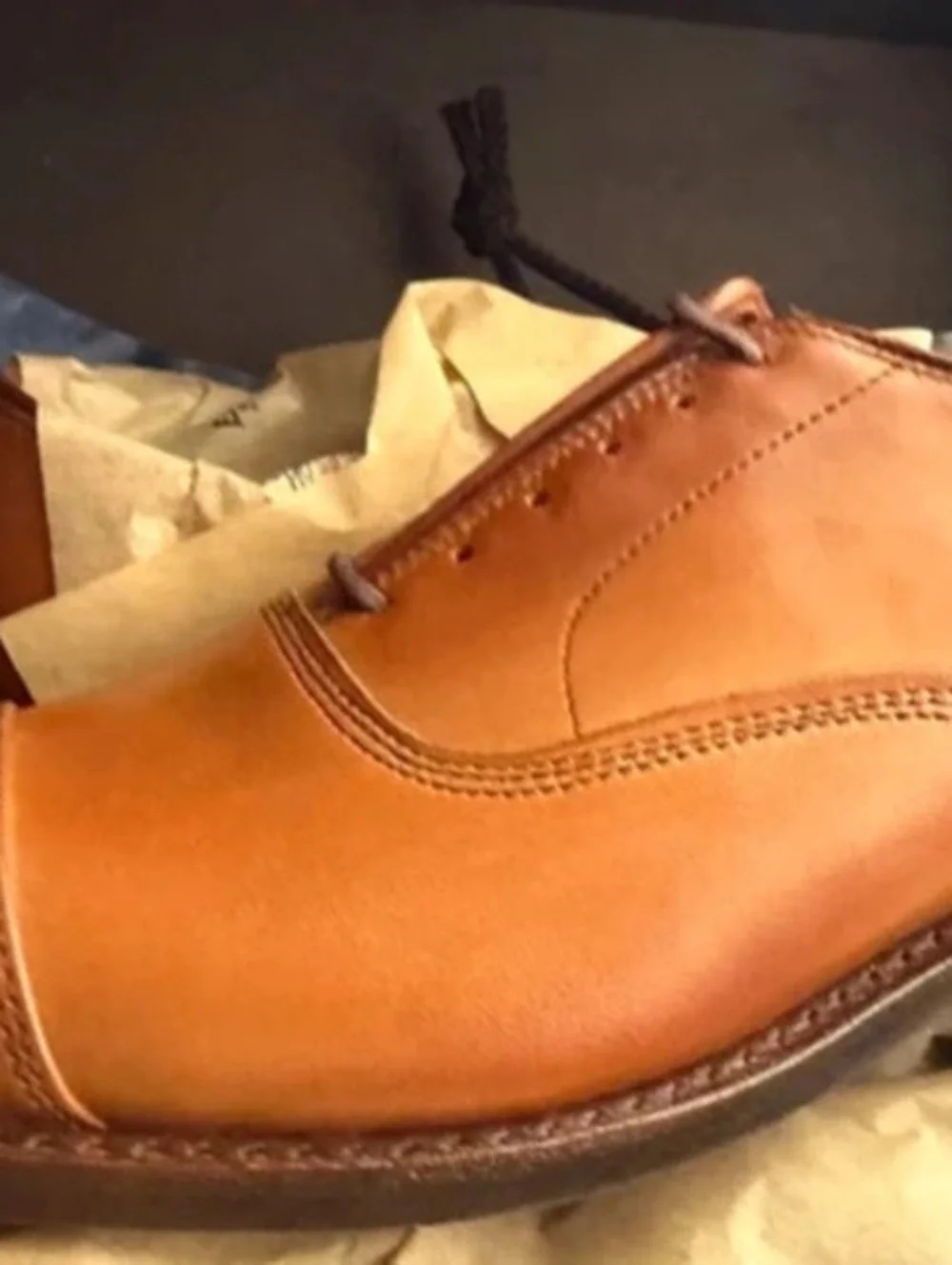 NIB Allen Edmonds Park Avenue Walnut Leather Oxfords Size 7 E